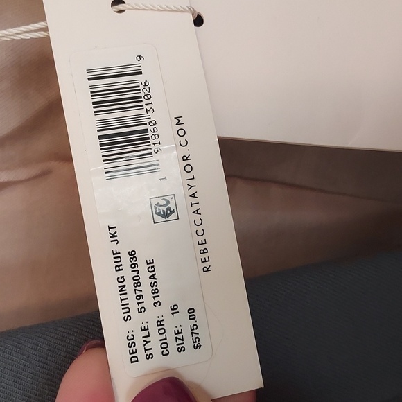 Rebecca Taylor Gabardine Ruffle Jacket Sage - Picture 4 of 12